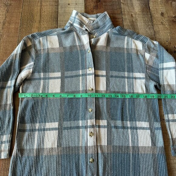 L.A. Gold Plaid Button-Up Shirt Mens Large Cotton Blue & Beige - Picture 2 of 5